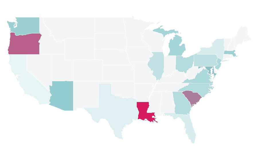 Affinity by region — Cinema of the United States, United States