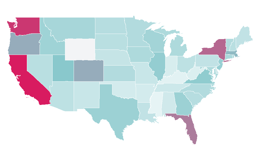 Affinity by region — Cladding (construction), United States