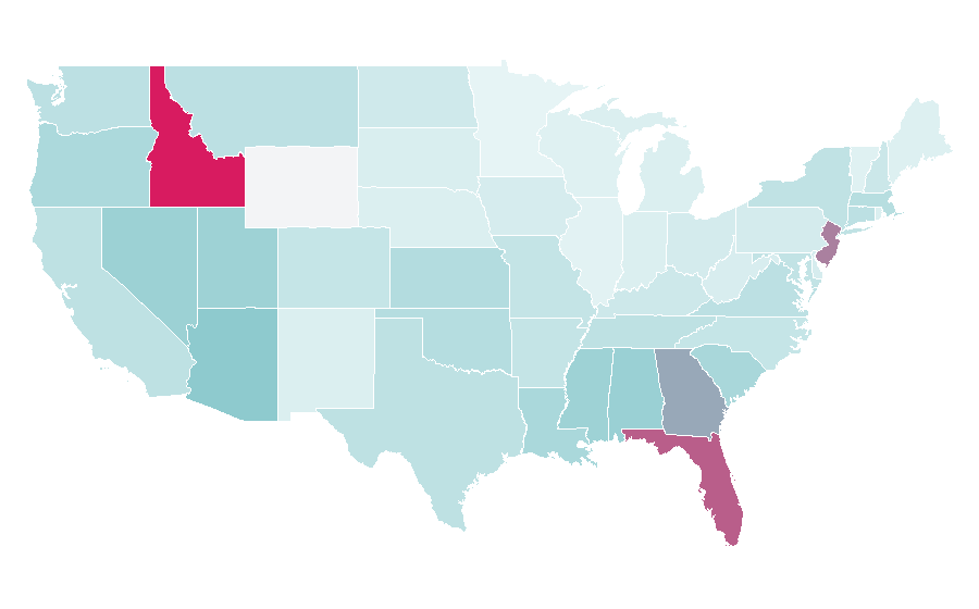 Affinity by region — ClickBank, United States