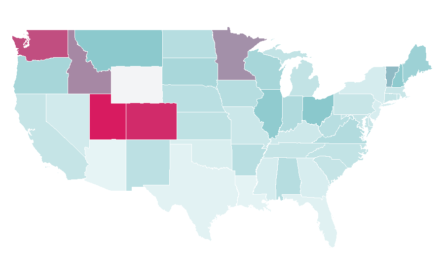 Affinity by region — Climbing wall, United States