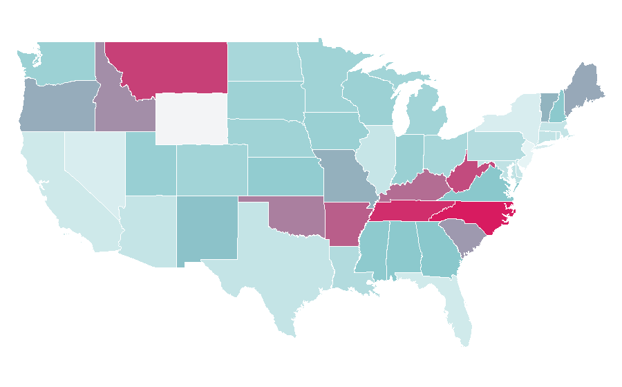 Affinity by region — Cold Mountain (film), United States