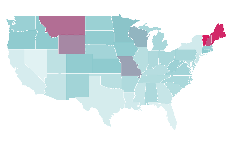 Affinity by region — Coldwater Creek, United States