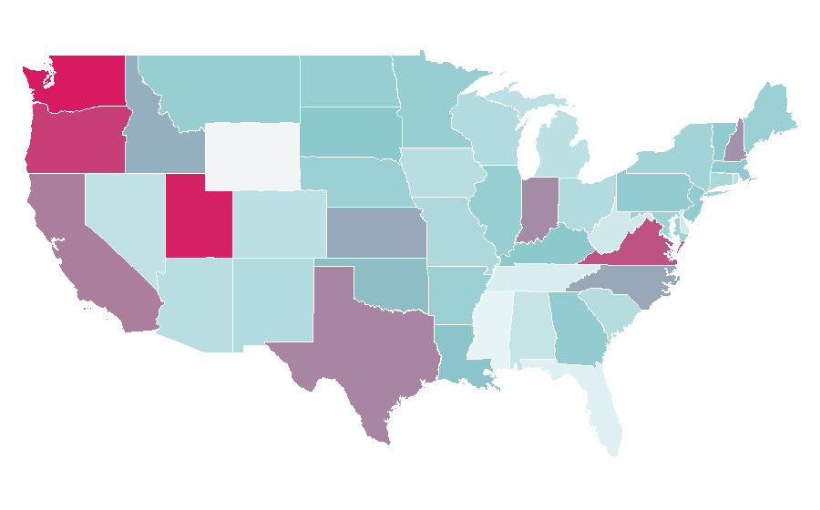 Affinity by region — Comic Sans, United States