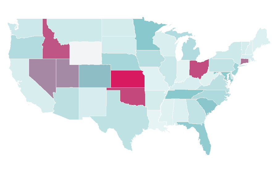 Affinité par région — Commercial cleaning, États-Unis