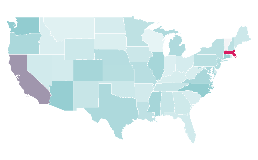 Affinity by region — Community college, United States