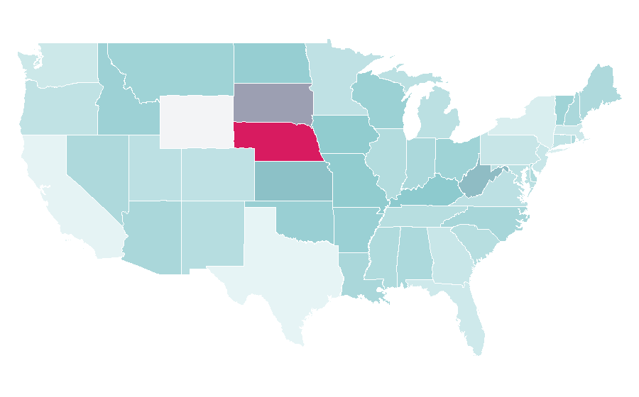 Affinity by region — Concealed carry in the United States, United States