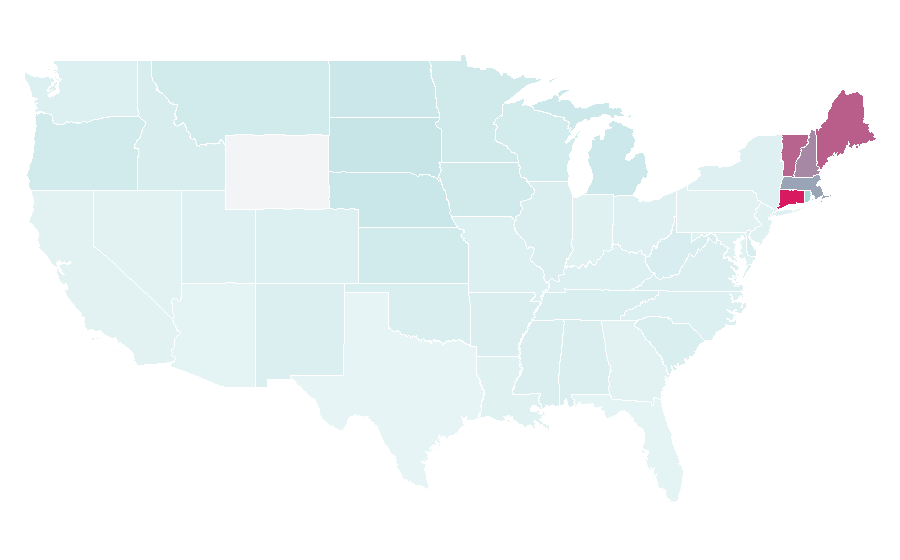 Affinity by region — Congregational church, United States