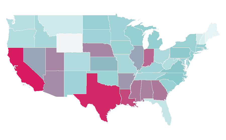 Affinity by region — Construction worker, United States