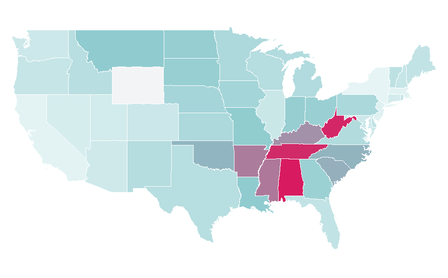 Affinity by region — Contemporary Christian music, United States