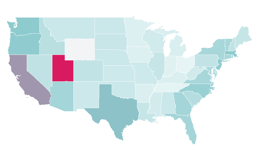 Affinité par région — Contemporary dance, États-Unis