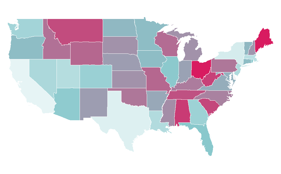 Affinité par région — Cookware and bakeware, États-Unis