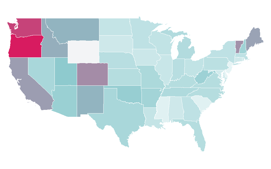 Affinity by region — Cordyceps, United States