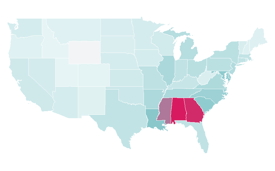 Affinity by region — Coretta Scott King, United States