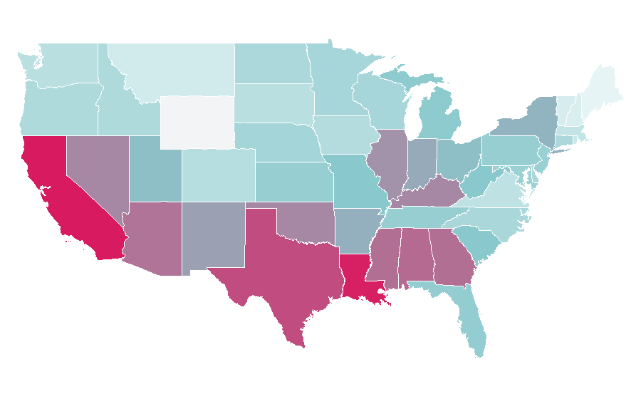Affinität nach Region — Costume, USA