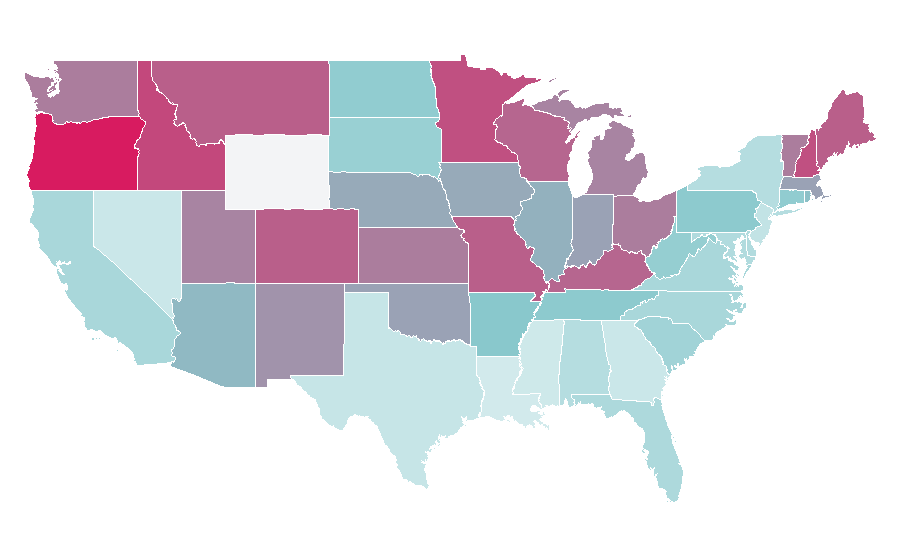 Affinity by region — Cougar Town, United States
