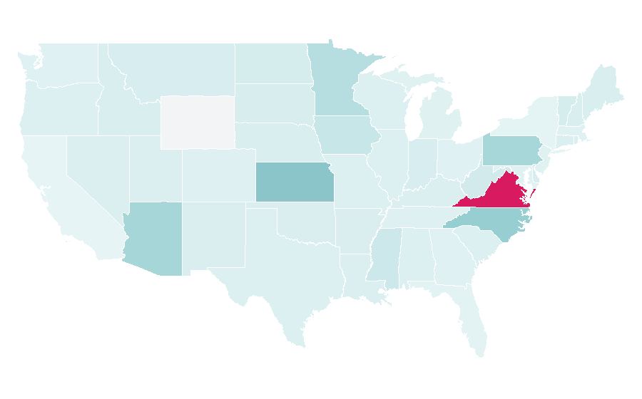 Affinity by region — County seat, United States