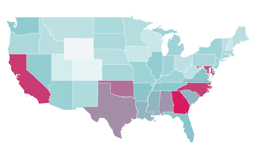 Affinity by region — courtship., United States