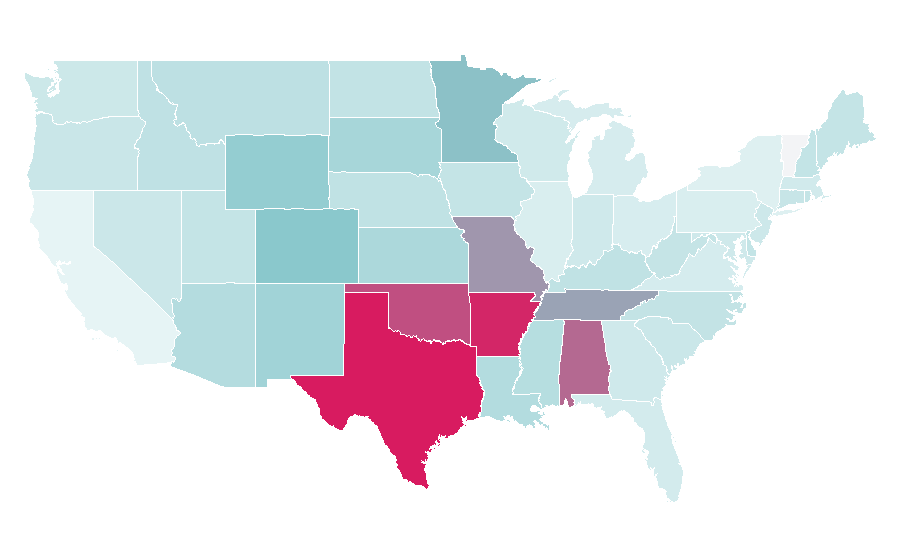 Affinity by region — Cowboy church, United States