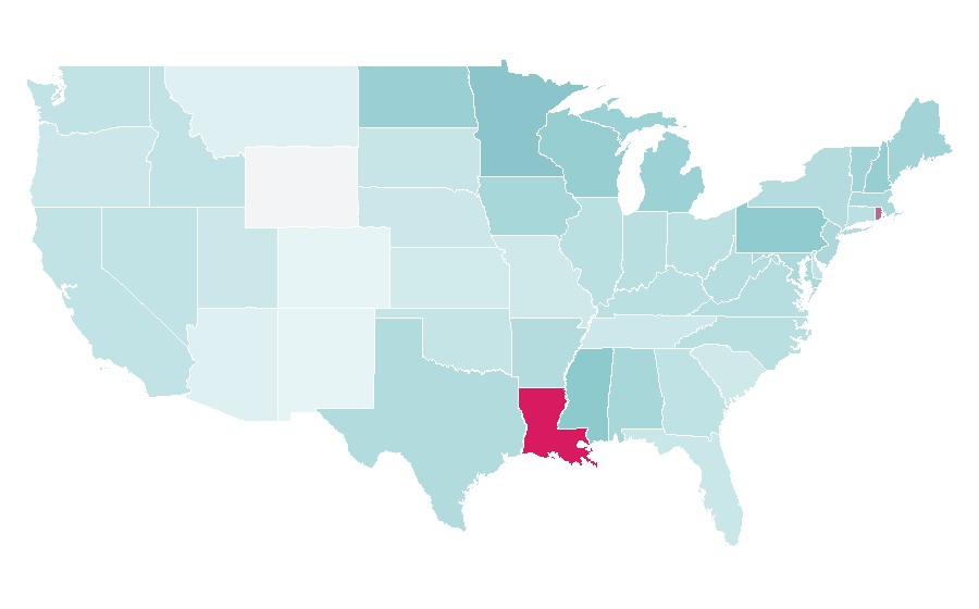 Affinity by region — Crayfish, United States