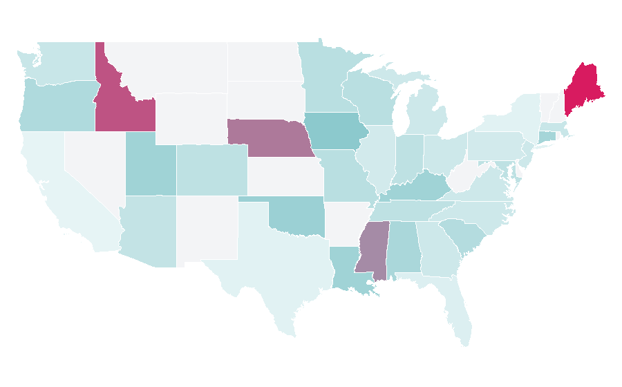 Affinity by region — Criticism of religion, United States