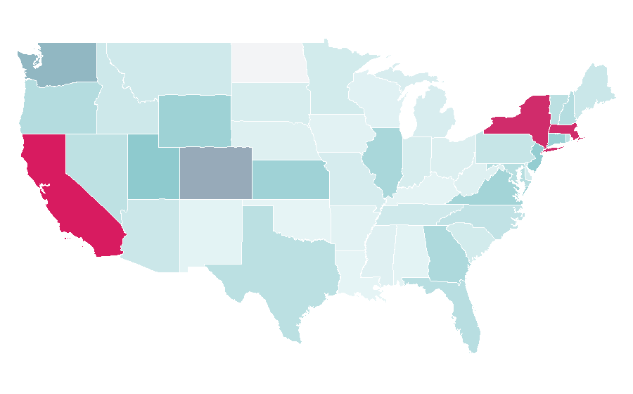 Affinity by region — CrunchBase, United States