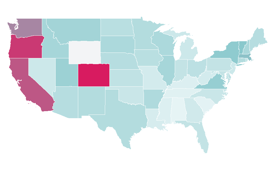 Affinity by region — Cycling shorts, United States