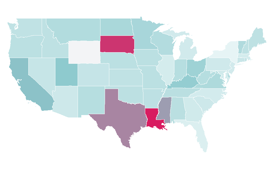 Affinity by region — Dachshund racing, United States