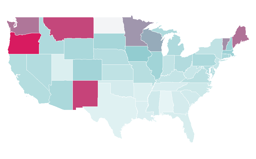 Affinity by region — Daily Kos, United States