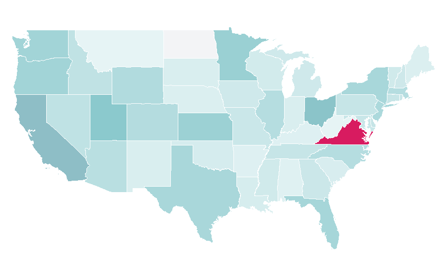 Affinité par région — Dance studio, États-Unis