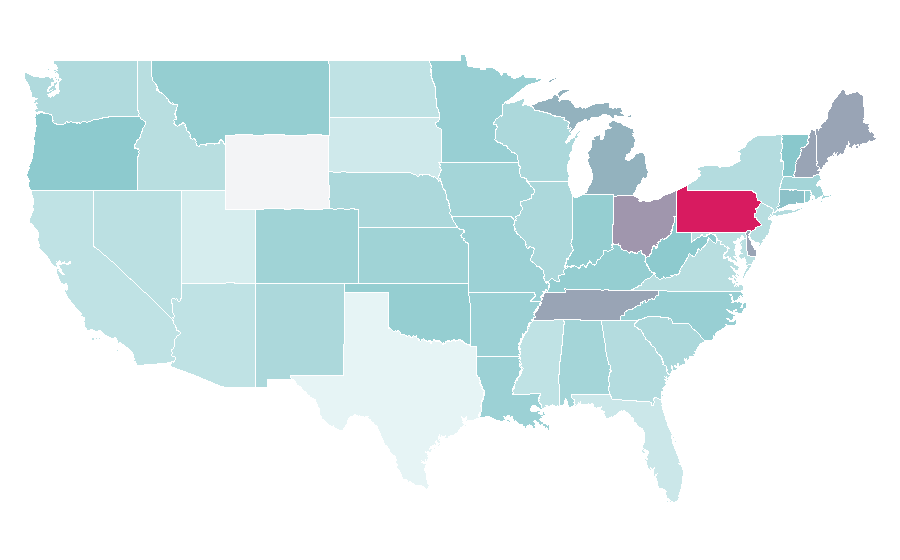 Affinity by region — Daryl Hall & John Oates, United States