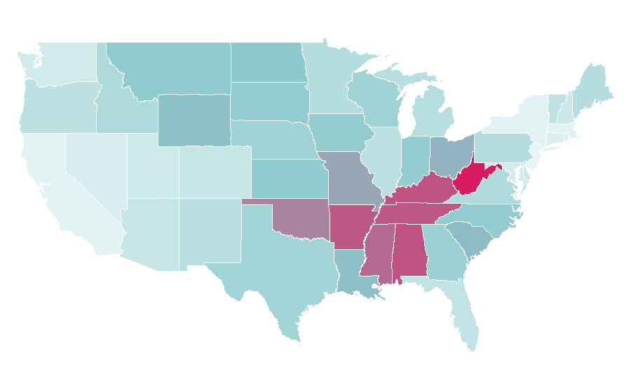 Affinity by region — David Allan Coe, United States
