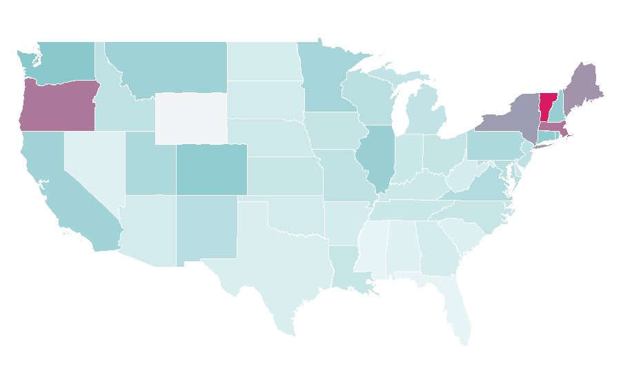 Affinity by region — David Foster Wallace, United States