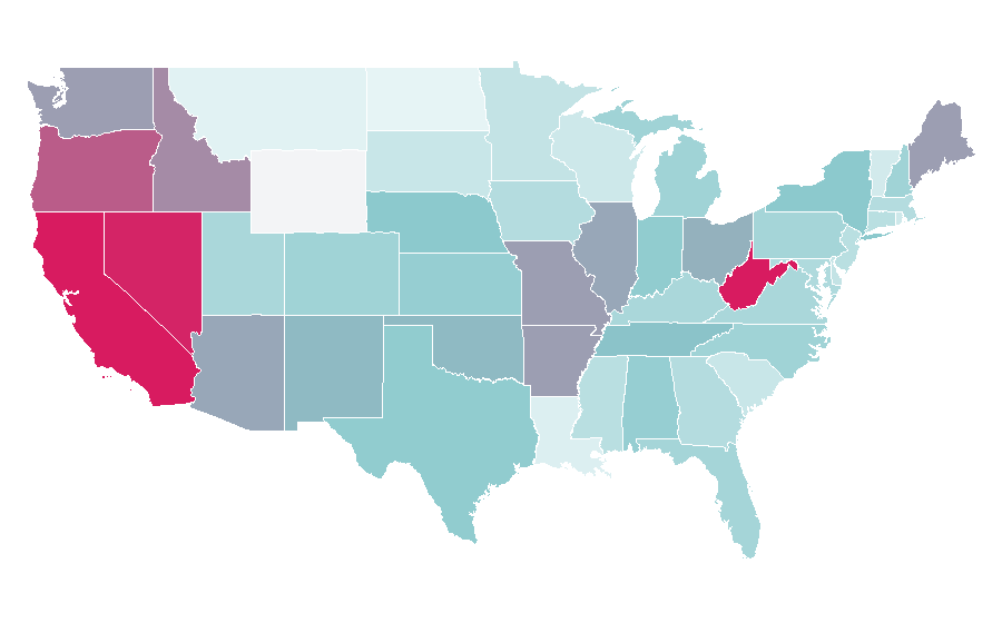 Affinity by region — Dean Cain, United States