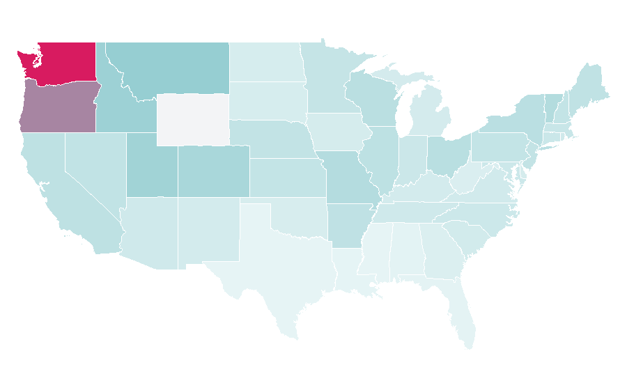 Affinity by region — Death Cab for Cutie, United States