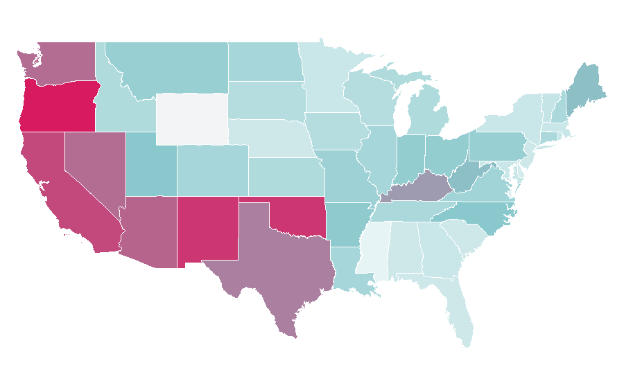 Affinity by region — Death metal, United States