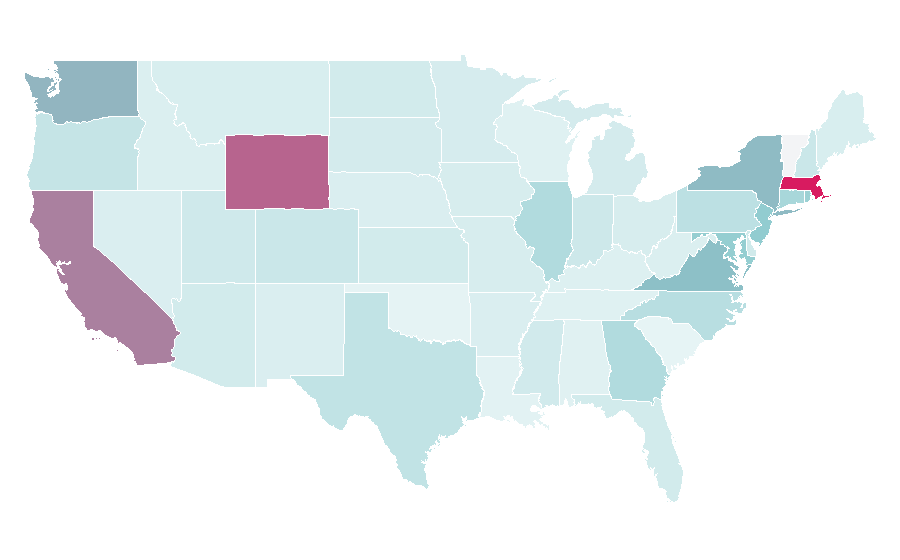 Affinity by region — Deep learning, United States