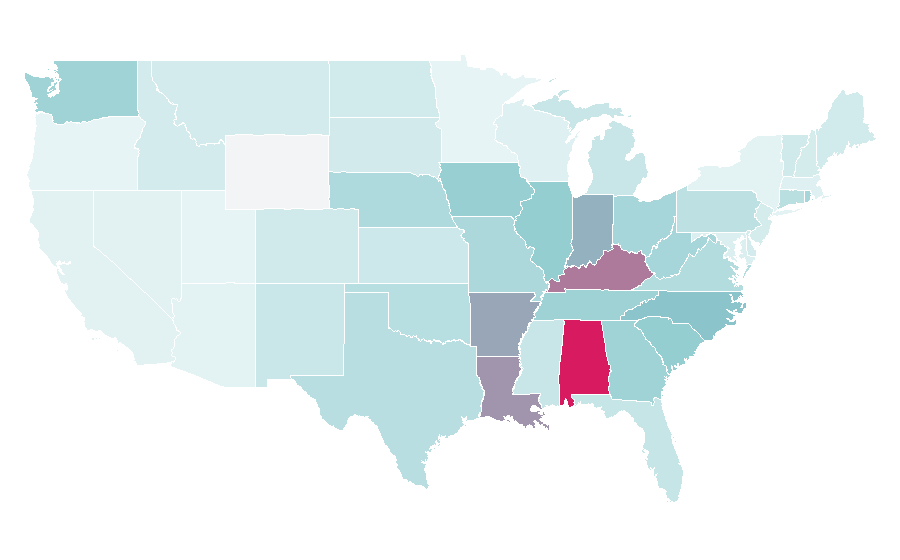 Affinity by region — Delta Zeta, United States
