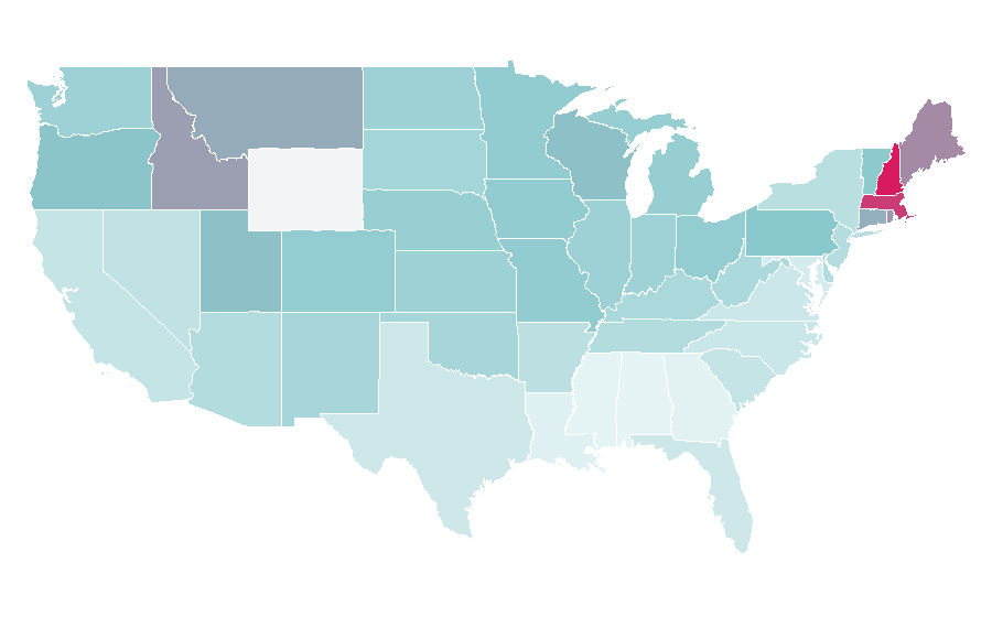 Affinity by region — Denis Leary, United States