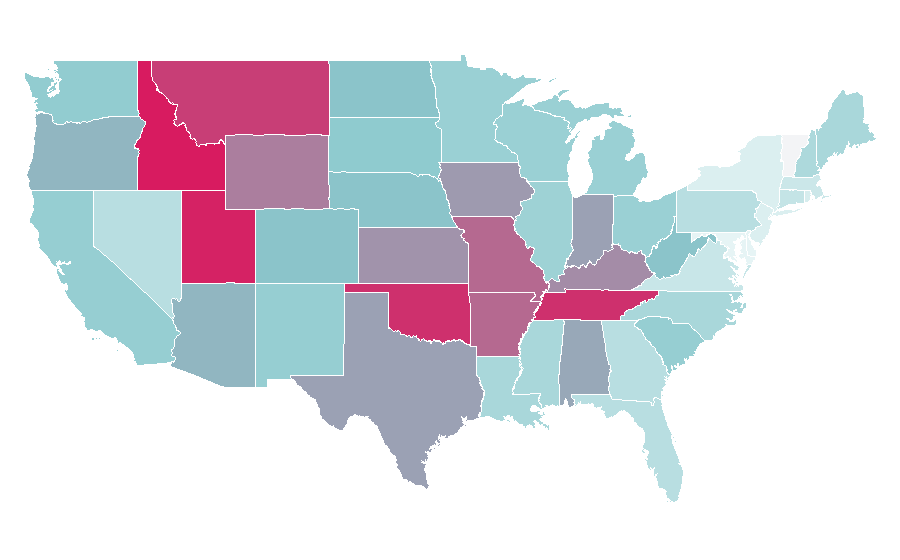 Affinity by region — Dennis Quaid, United States