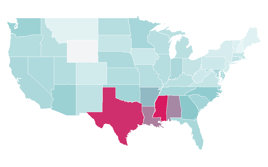 Affinity by region — Dental assistant, United States