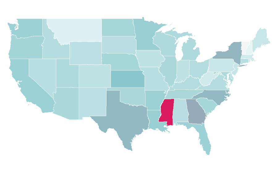 Affinity by region — Dental hygienist, United States