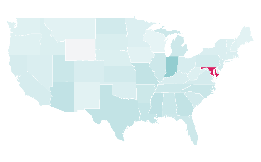 Affinity by region — Dental school, United States
