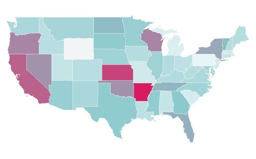 Affinity by region — Dental technician, United States