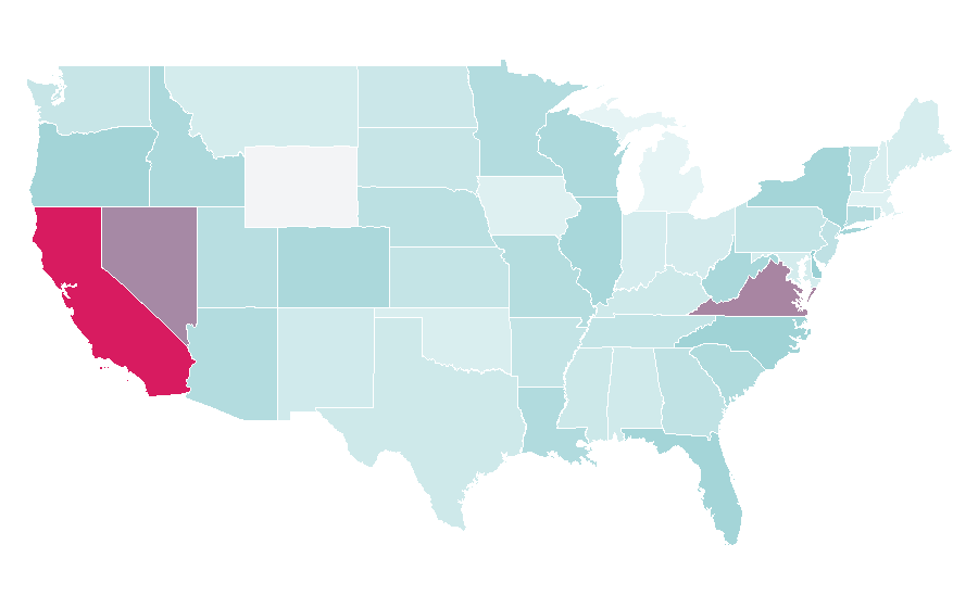 Affinity by region — Department of Motor Vehicles, United States