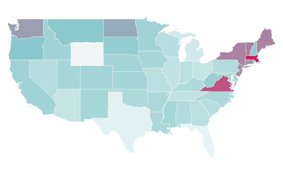 Affinity by region — Departments of France, United States