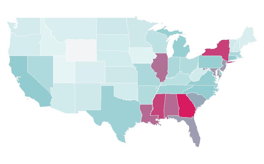 Affinité par région — Designer clothing, États-Unis