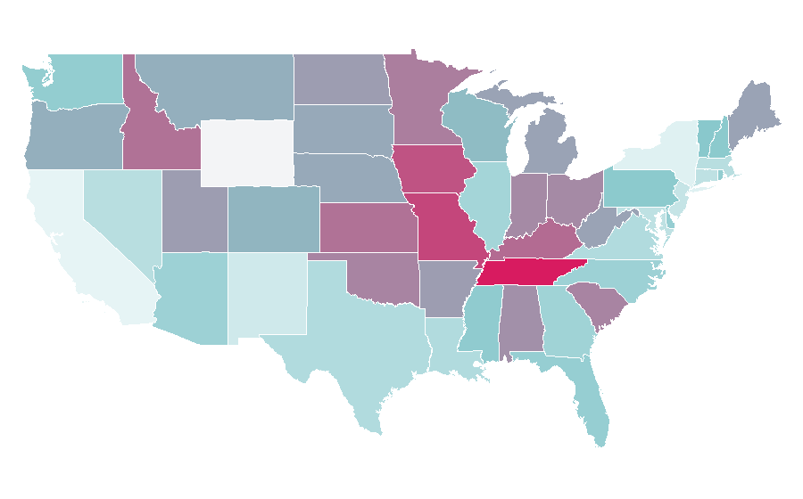 Affinity by region — Destination X, United States