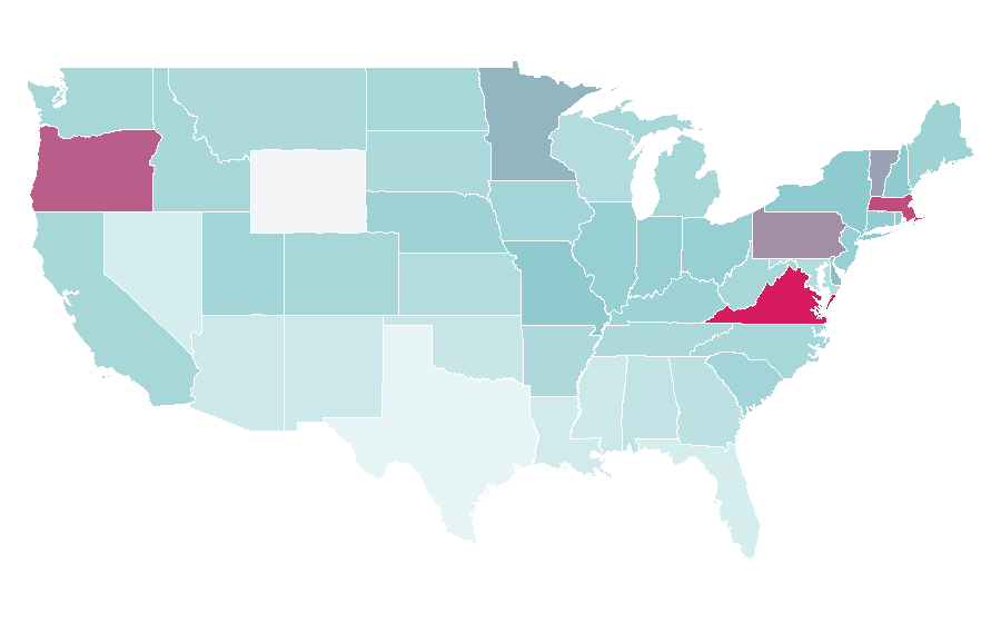 Affinité par région — Detective fiction, États-Unis