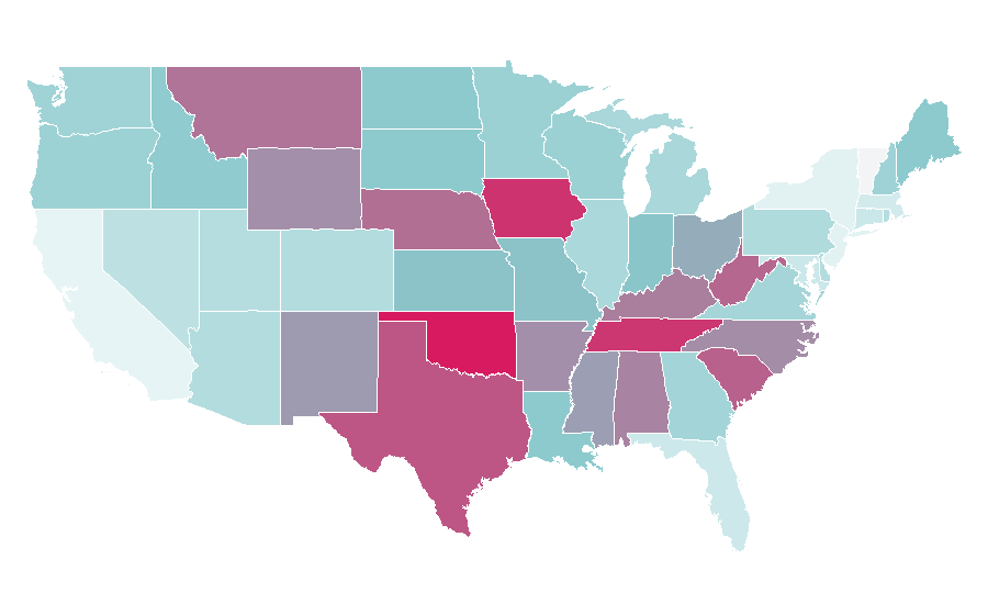 Affinity by region — Dexter and The Moonrocks, United States