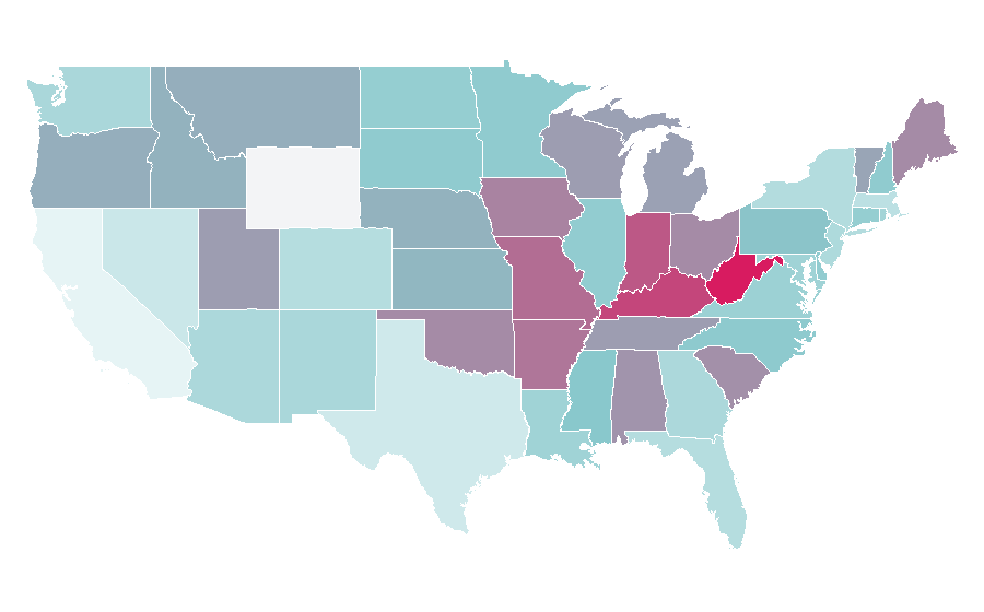 Affinity by region — Diagnosis: Murder, United States